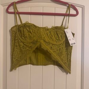 Lace Bustier Top in chartreuse urban outfitters
